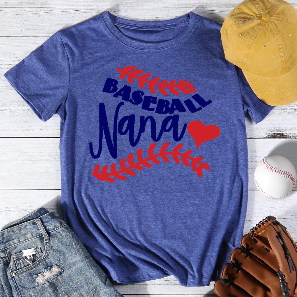 Baseball Nana Round Neck T-shirt-0024561-Guru-buzz