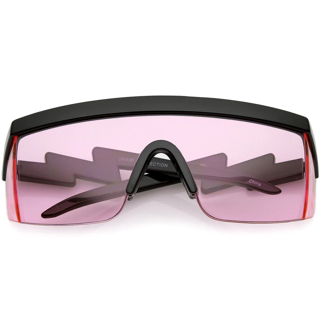 Oversize Semi Rimless Goggle Shield glasses Color Lens 60mm