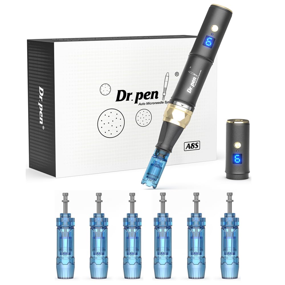 A8S Wireless Microneedling Pen with 12 Needle Cartridges