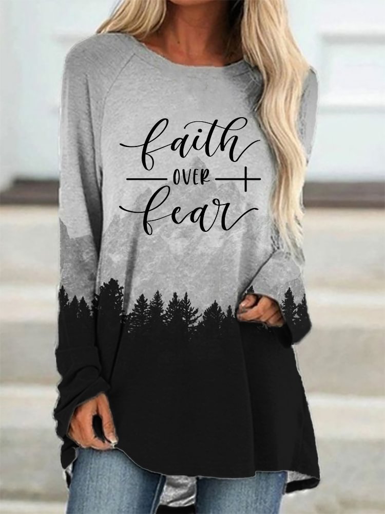 Vefave Faith Over Fear Forest A Line T Shirt