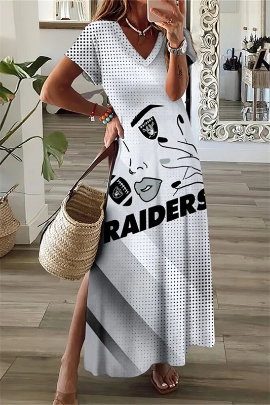 Las Vegas Raiders
V-Neck Sexy Side Slit Long Dress
