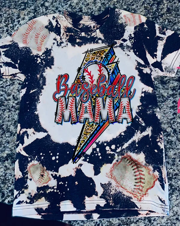 Baseball Thunder Mama Bleached Shirt