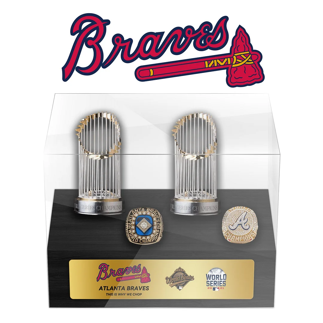 Atlanta Braves MLB World Series Championship Trophy And Ring Display Case