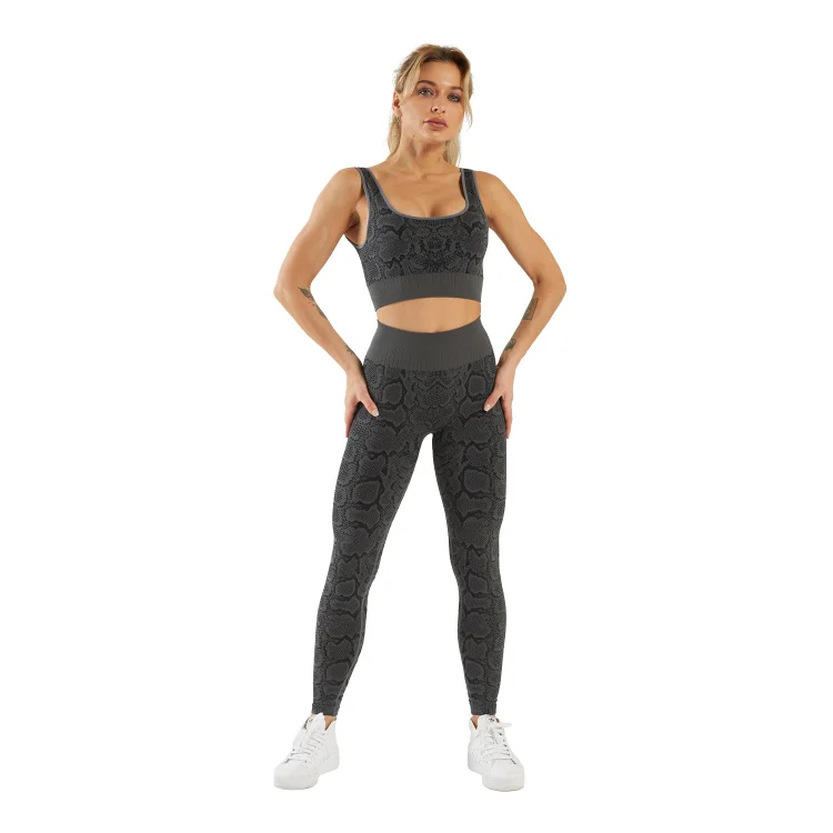 New Seamless Snake Pattern Sports Fitness Yoga Suit   Seamless Workout