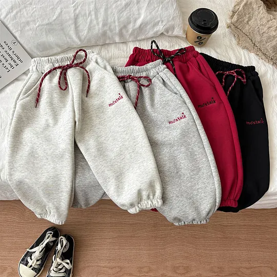【12M-8Y】Boys Casual Fleece Keep Warm Pants