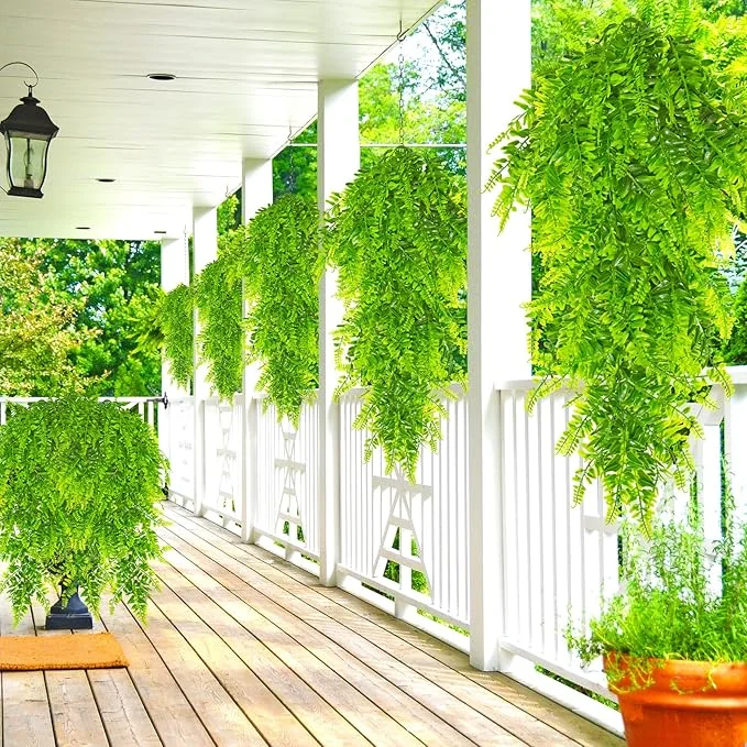 Outdoor Artificial Boston Ferns UV Resistant Faux Greenary Vine