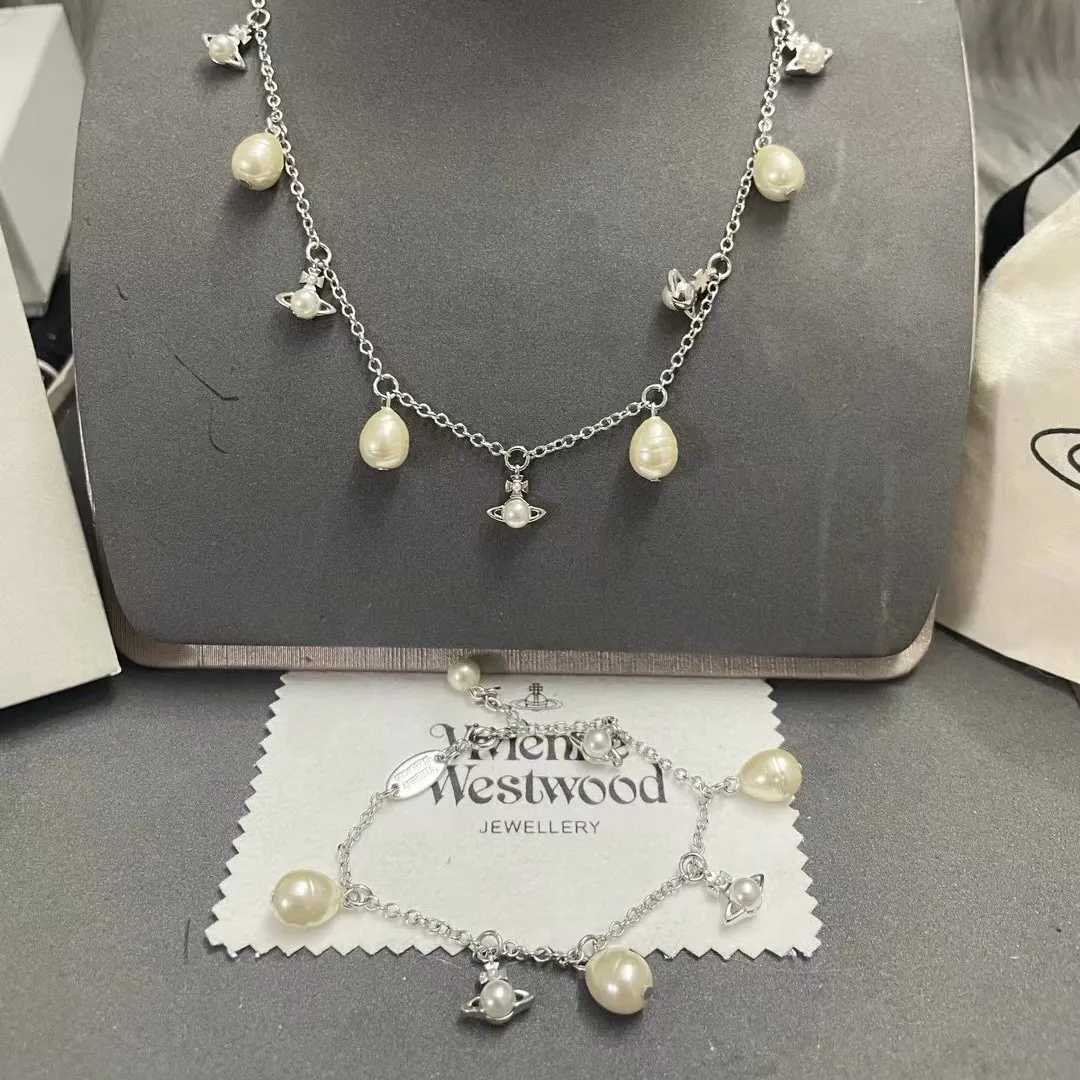 Vivienne Westwood Baroque Pearl Saturn Charms Necklace