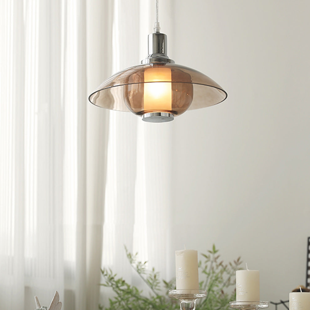 Scandinavian Flying Saucer Cognac Pendant Light