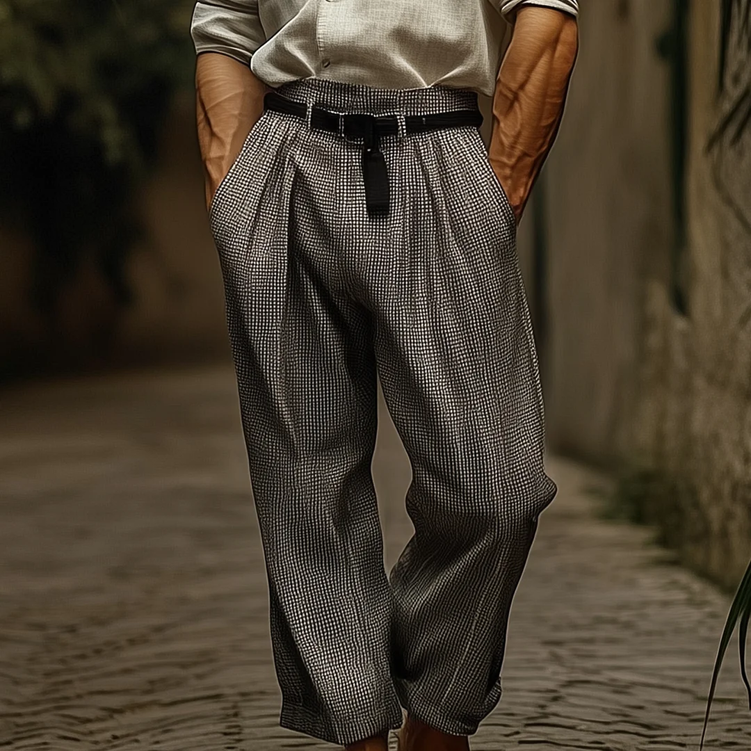 Stylish Plaid Wide-Leg Trousers With Casual Elegance-inspireuse