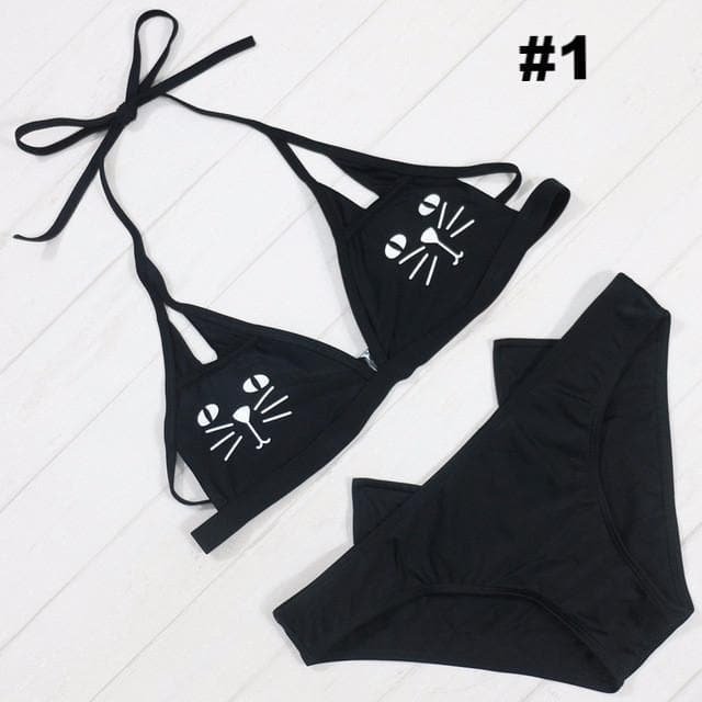 Cartoon Cat Bikini Sets Beach Swimwear SP1710142