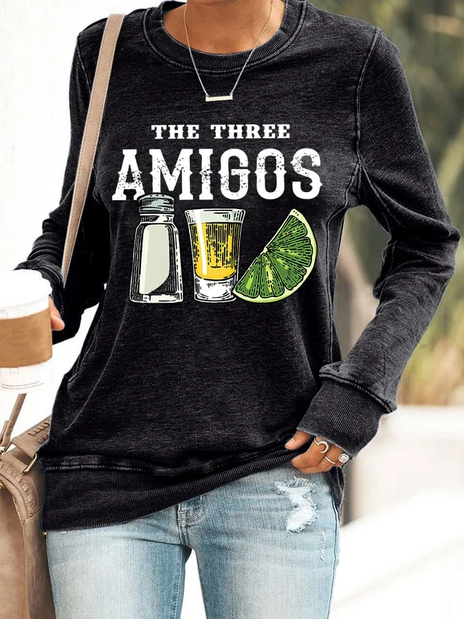 Women's The Three Amigos Cinco De Mayo Print Sweatshirt