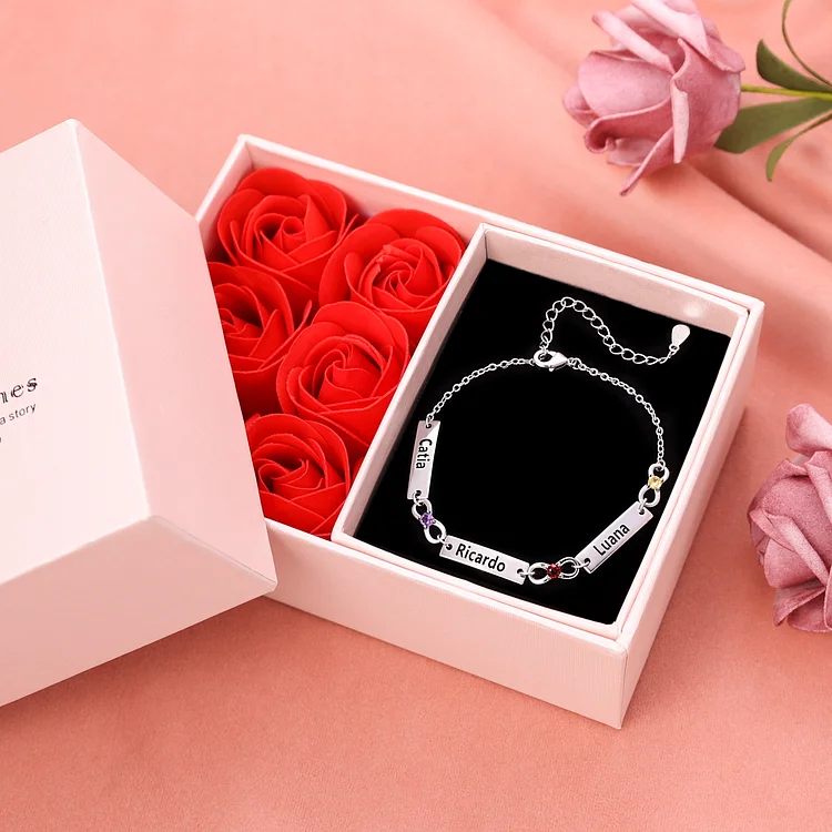 ALBERTBAND Bracciale con nome Bracciale da donna personalizzato In argento Bracciale infinito Regalo di compleanno per la mamma Gioielli natalizi per la festa della mamma