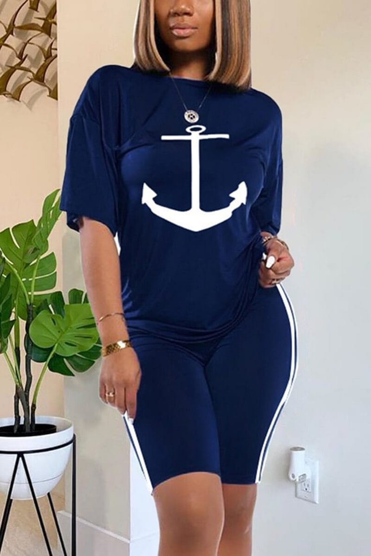 Casual Printed T-Shirt Shorts Two Piece - BlackFridayBuys