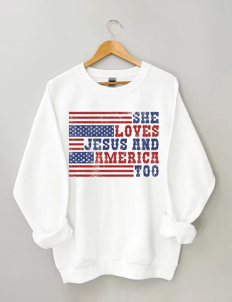 She Loves Jesus And America Too Sweatshirt socialshop