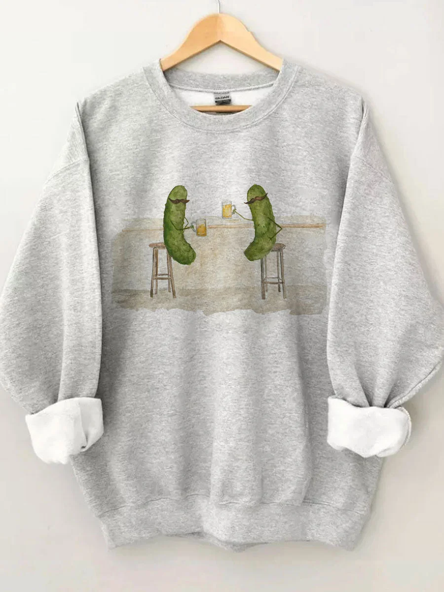 Whimsical Pickles Having A Beer Sweatshirt