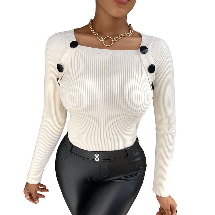 Sexy Slim T-Shirts Women Winter Long Sleeve Bottoming Top Elegant Button Tee Shirts Casual Knitted All-Match T Shirts Female D30 - BlackFridayBuys