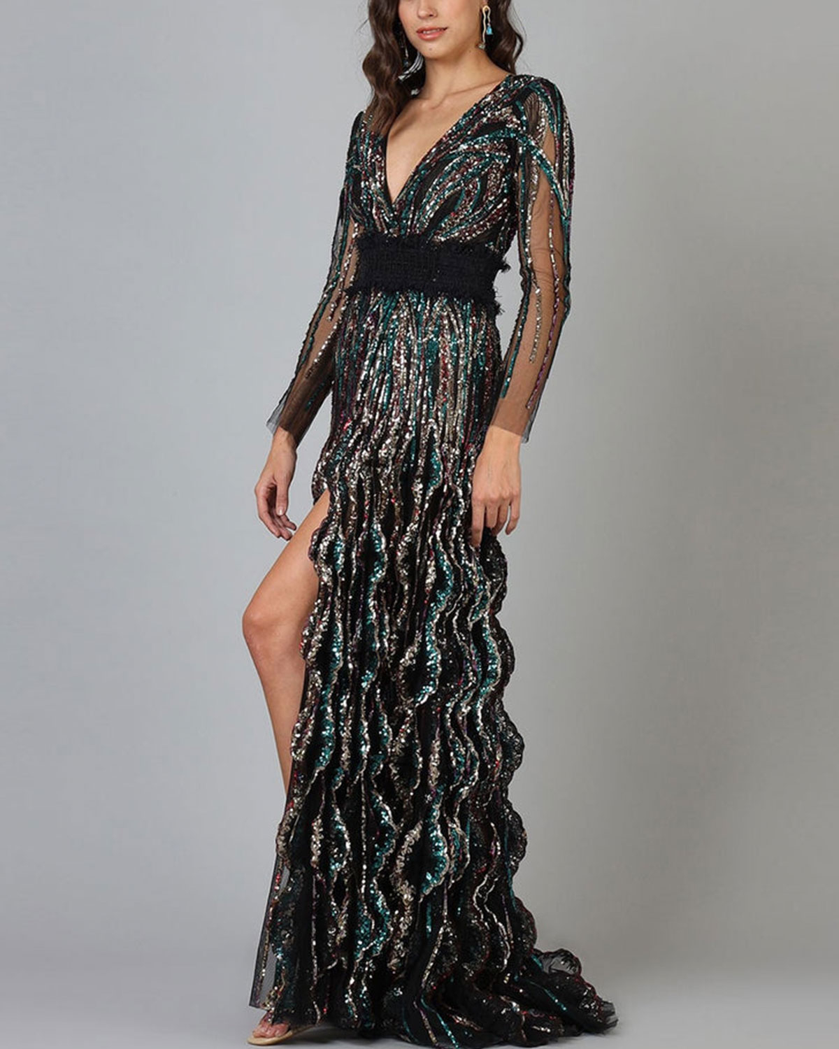SEQUIN PRINTED FITTED GOWN main image 0