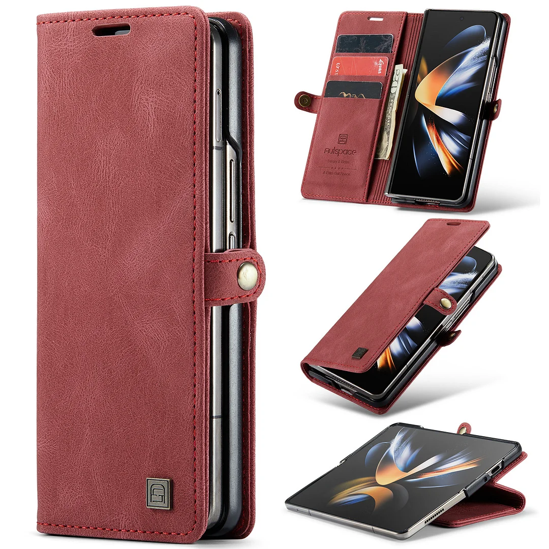 Luxury Retro Leather Wallet Phone Case With 3 Cards Slot,Kickstand And Hinge For Galaxy Z Fold4/Fold5