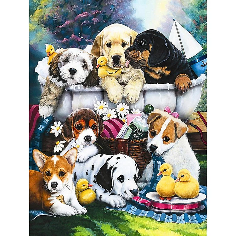 Dogs Full Drill Diamond Painting 40X30CM(Canvas) gbfke