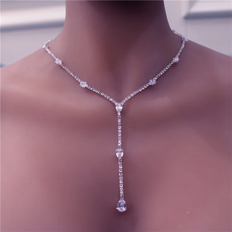 Party Rhinestone Water Drops Vermiculite Necklace