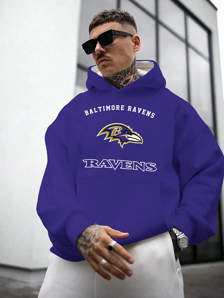 Baltimore Ravens Printed Hooded Pocket Pullover Hoodie