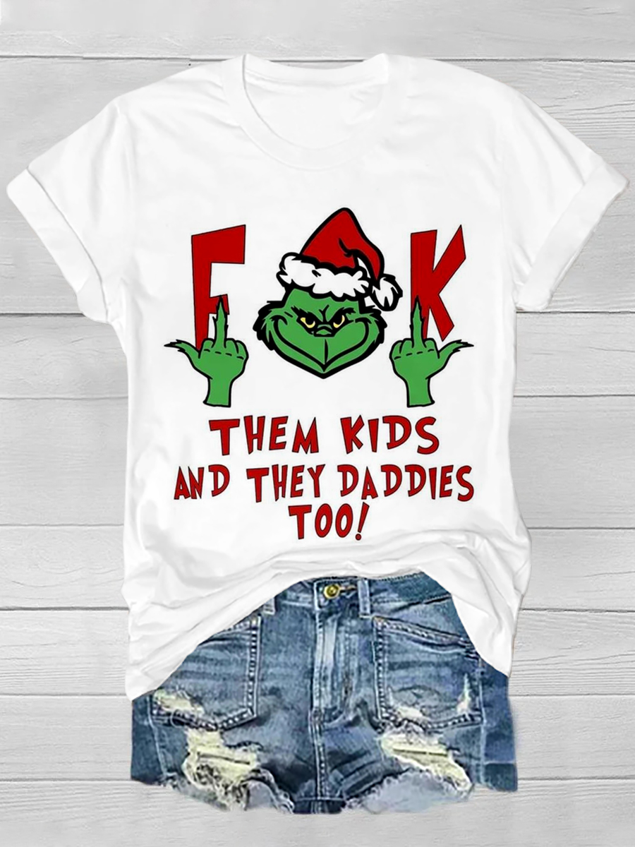 Women's Funny Christmas Slogans Round Neck Tshirt 005