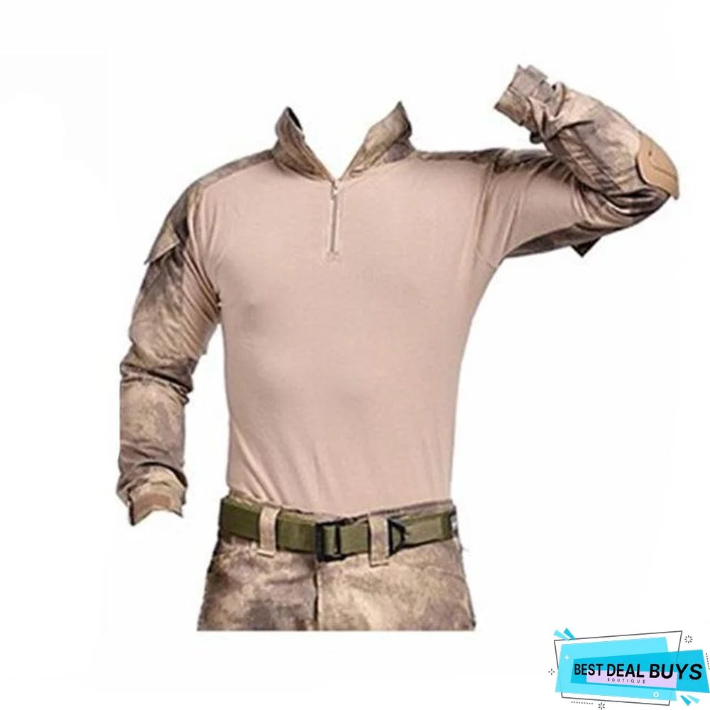 Camouflage Colors Army Combat Uniform Military Shirt Cargo Airsoft Paintball Tactical Cloth with Elbow Pads