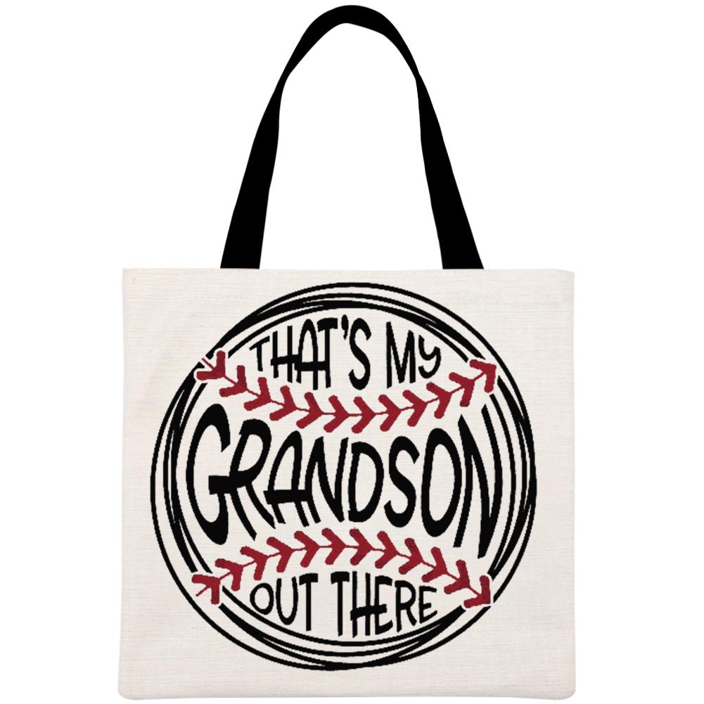 That s My Grandson Out There Baseball Printed Linen Bag-Guru-buzz