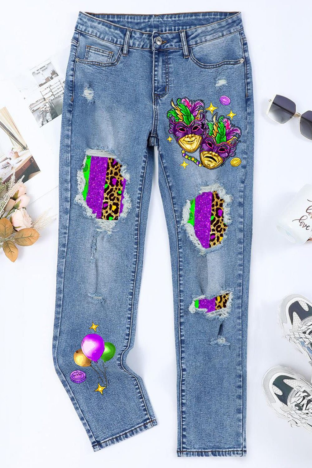 mardi gras jeans with fringe