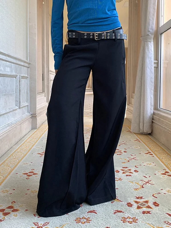 Solid Color Split-Joint Loose Wide Leg Trousers Suit Pants Pants