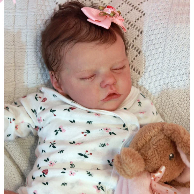  [Heartbeat💖 & Sound🔊] 17" Lifelike Handmade Silicone Reborn Asleep Girl Newborn Baby Doll Named Belinda Lydia - Reborndollsshop®-Reborndollsshop®