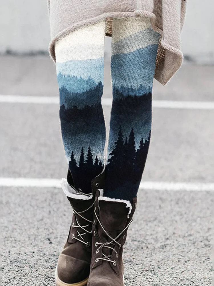 Vefave Mountains Landscape Watercolor Comfy Leggings