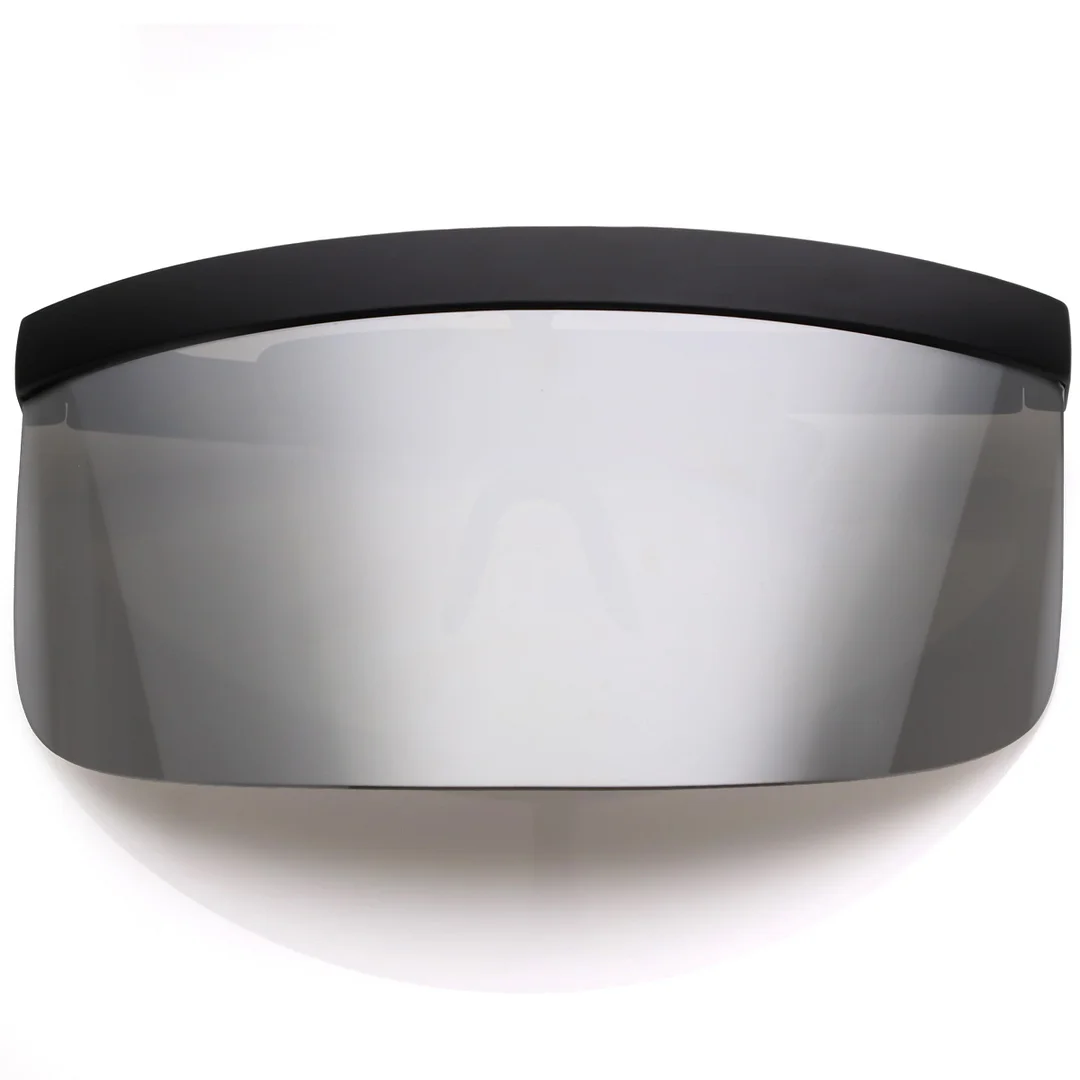 Futuristic Oversize Shield Visor glasses Flat Top Mirrored Mono Lens 172mm