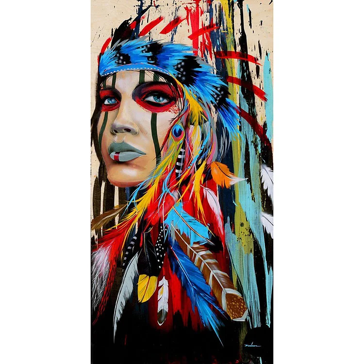 Aboriginal Girl Round Full Drill Diamond Painting 45X85CM(Canvas) gbfke