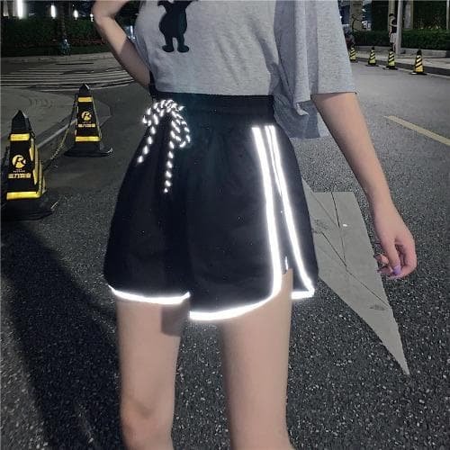 Reflective High Waist Loose Sports Shorts SP14982