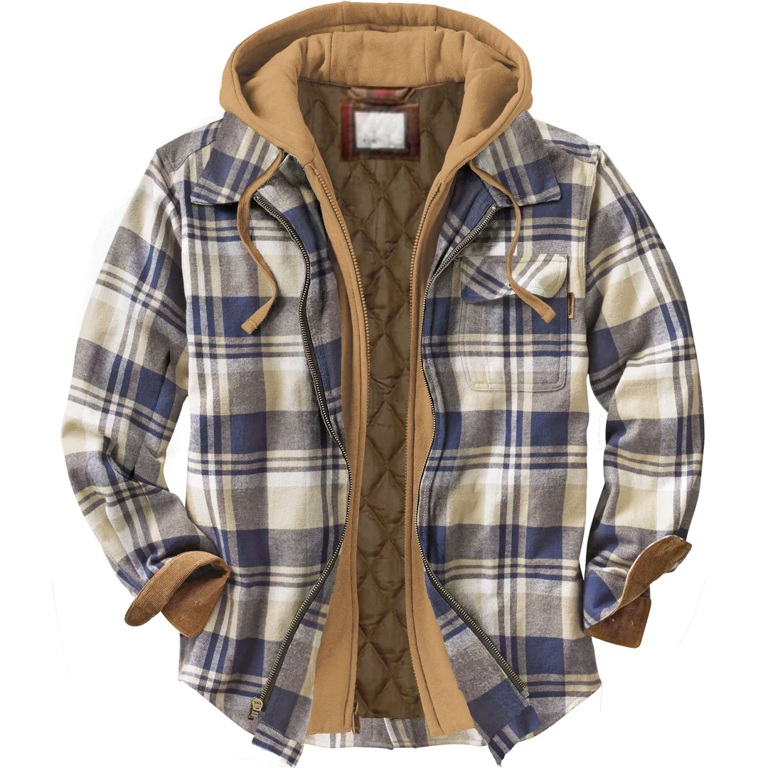 Men's Autumn & Winter Outdoor Casual Checked Hooded Jacket / [viawink] /