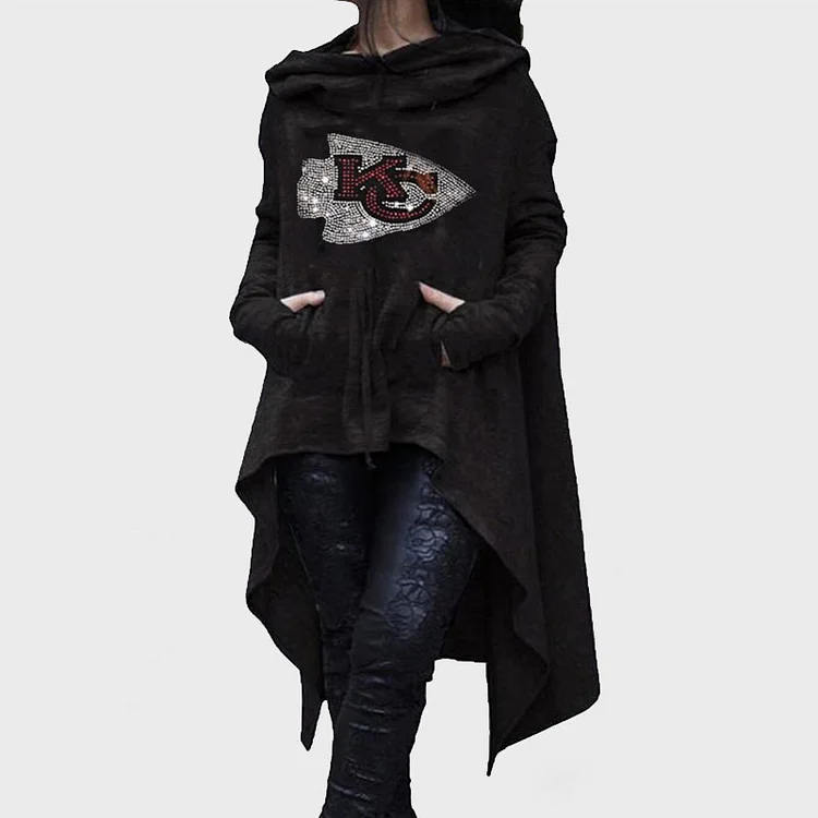 Irregular cape and hooded women's sweater