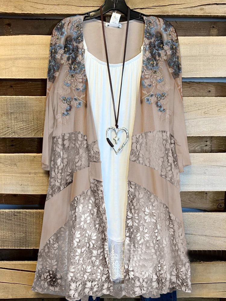Oversized Casual Printed Kimono P179041889