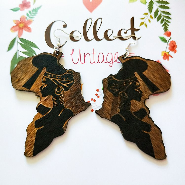 Vefave Vintage Wood Carved Earrings