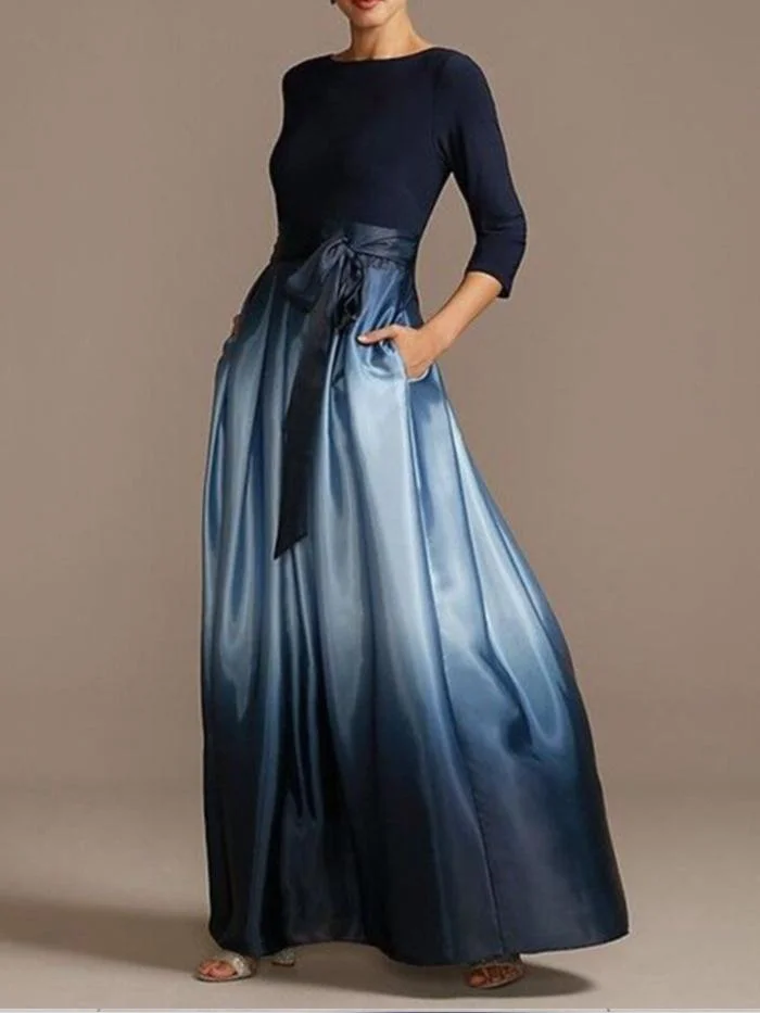 Elegant gradient pocket maxi dress