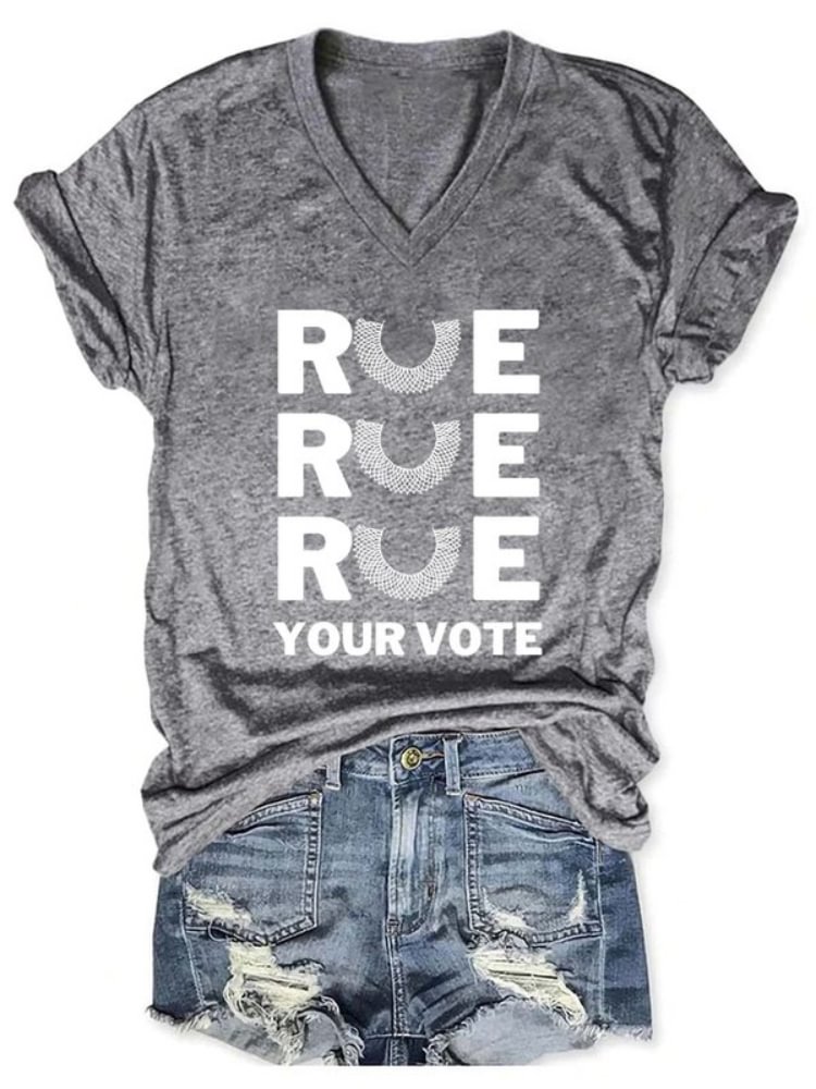 Comstylish Roe Your Vote Print Casual Short Sleeve T Shirt