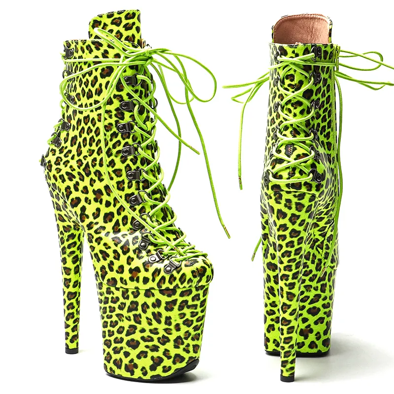 VCshoes Leopard PU Upper 20CM /8inch High Heel Exotic Platform Pole Dance Boots