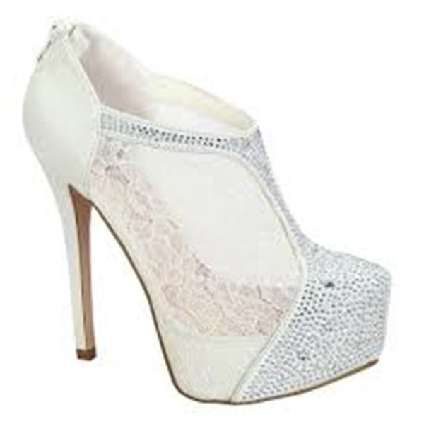 White Lace Stiletto Heel Wedding Ankle Booties |FSJ Shoes