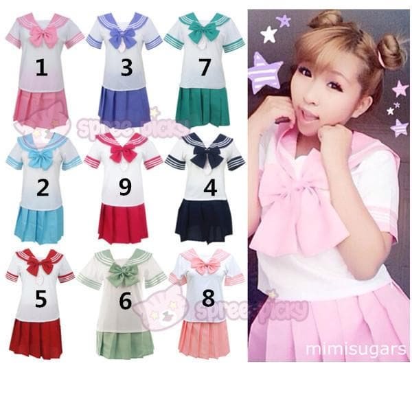 9 Colors Cosplay Costume Sailor Collar School Uniform Set Super Stretch SP140364