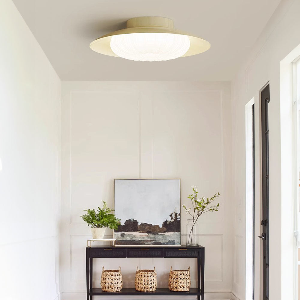 Contemporary Cream Semi Flush Hallway Ceiling Light