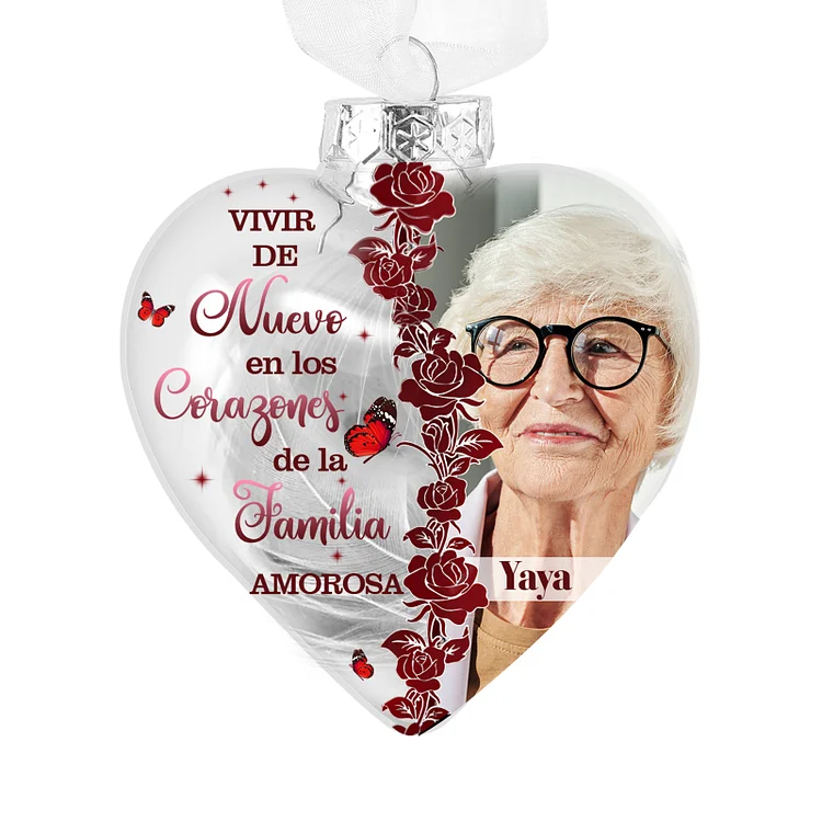 Bola navideña conmemorativa Adorno de Navidad 1 nombre y 1 foto personalizados con pluma 