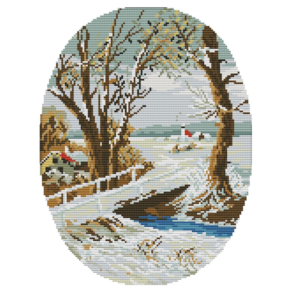 Rural landscape in winter - 14CT Stamped Cross Stitch - 29*36cm, 501 Original
Rural landscape in winter - 14CT Stamped Cross Stitch - 29*36cm, 501 Original