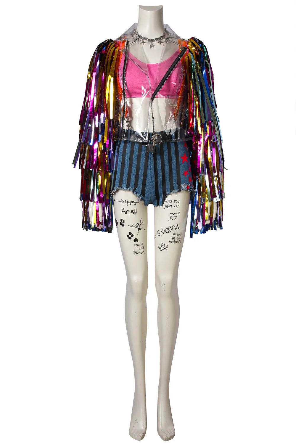 Harley Quinn Costume Birds of Prey Rainbow Cosplay Outfits