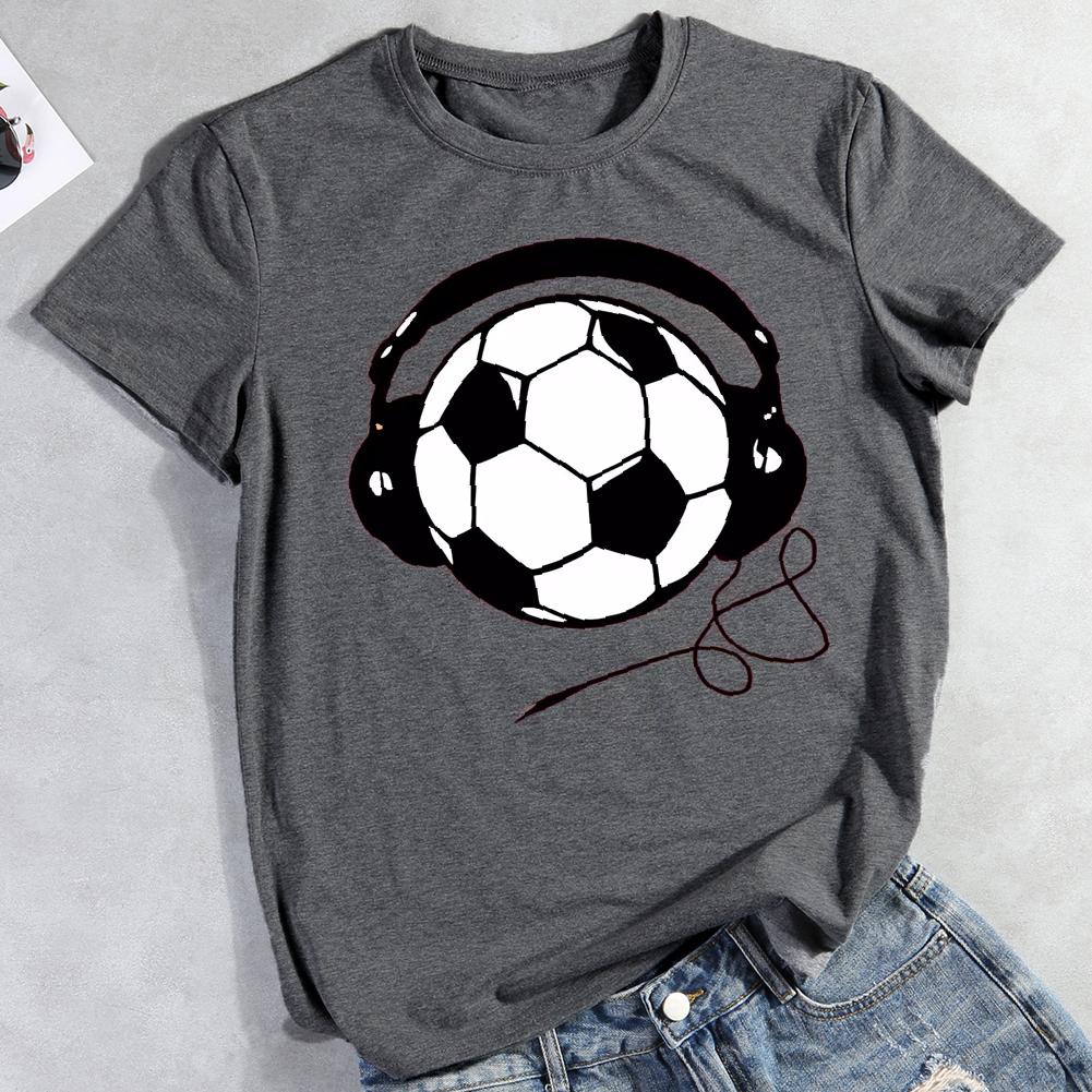 Soccer And Music Round Neck T-shirt-0019437-Guru-buzz
