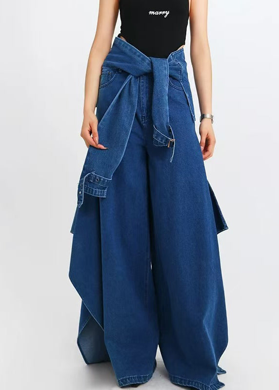 Dark blue wide leg pants main image 1